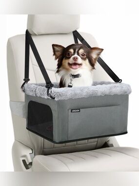 Grey Faux Fur pet Car Seat Booster- like new